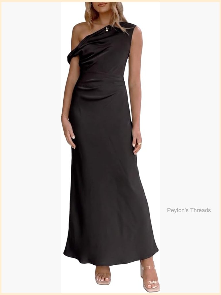 Satin Off Shoulder Maxi Formal Dress Sleeveless Cocktail Wedding Guest
